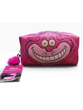 Disney Alice In Wonderland Pink Cheshire Cat Makeup Bag Travel Case Toiletry NWT